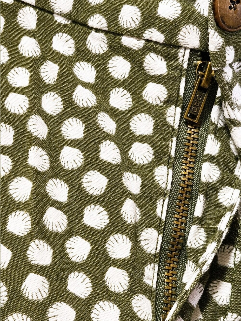 Old Navy Olive Green Printed Cotton Shorts Women’s Size 10 Side Zip Summer - Picture 6 of 10